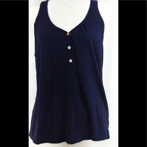 Lilly Pulitzer Navy tank top with 3 gold buttons